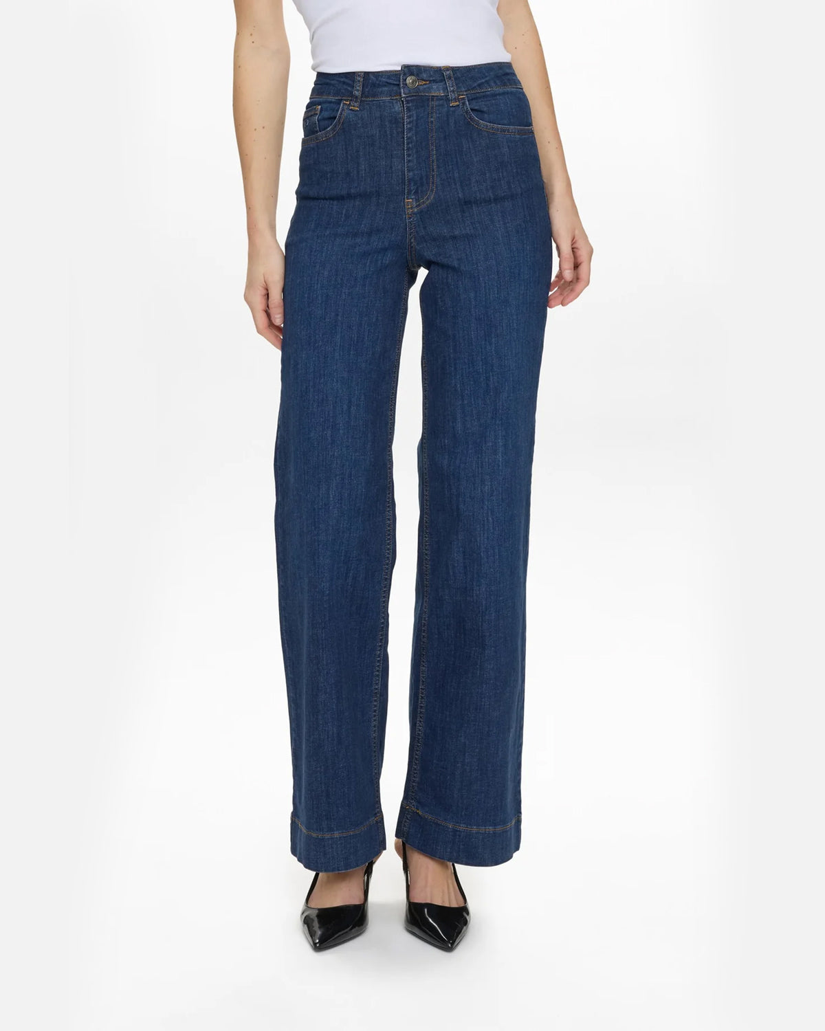 Nuparis Hr Wide Jeans - Dark Blue Denim