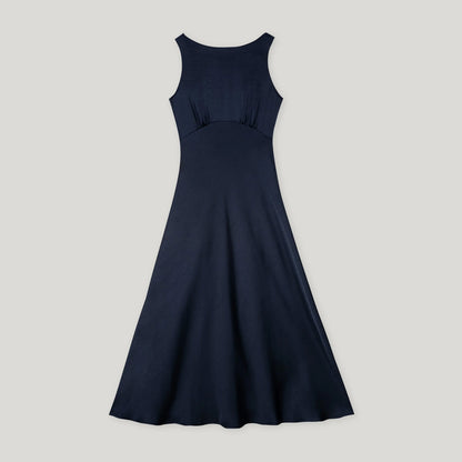 Satin Maxi Dress - Dark Blue
