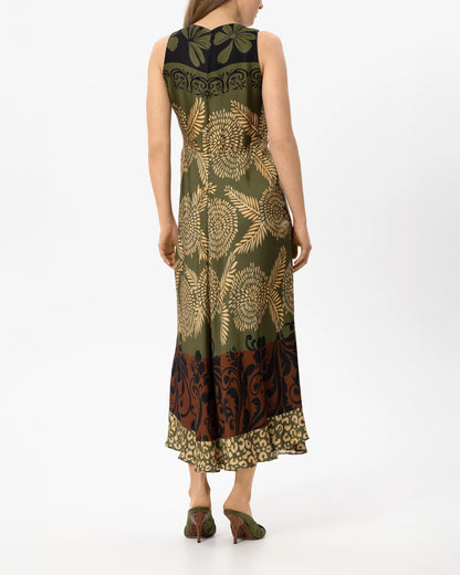 Maxi Dress With Leaf Print - Multi