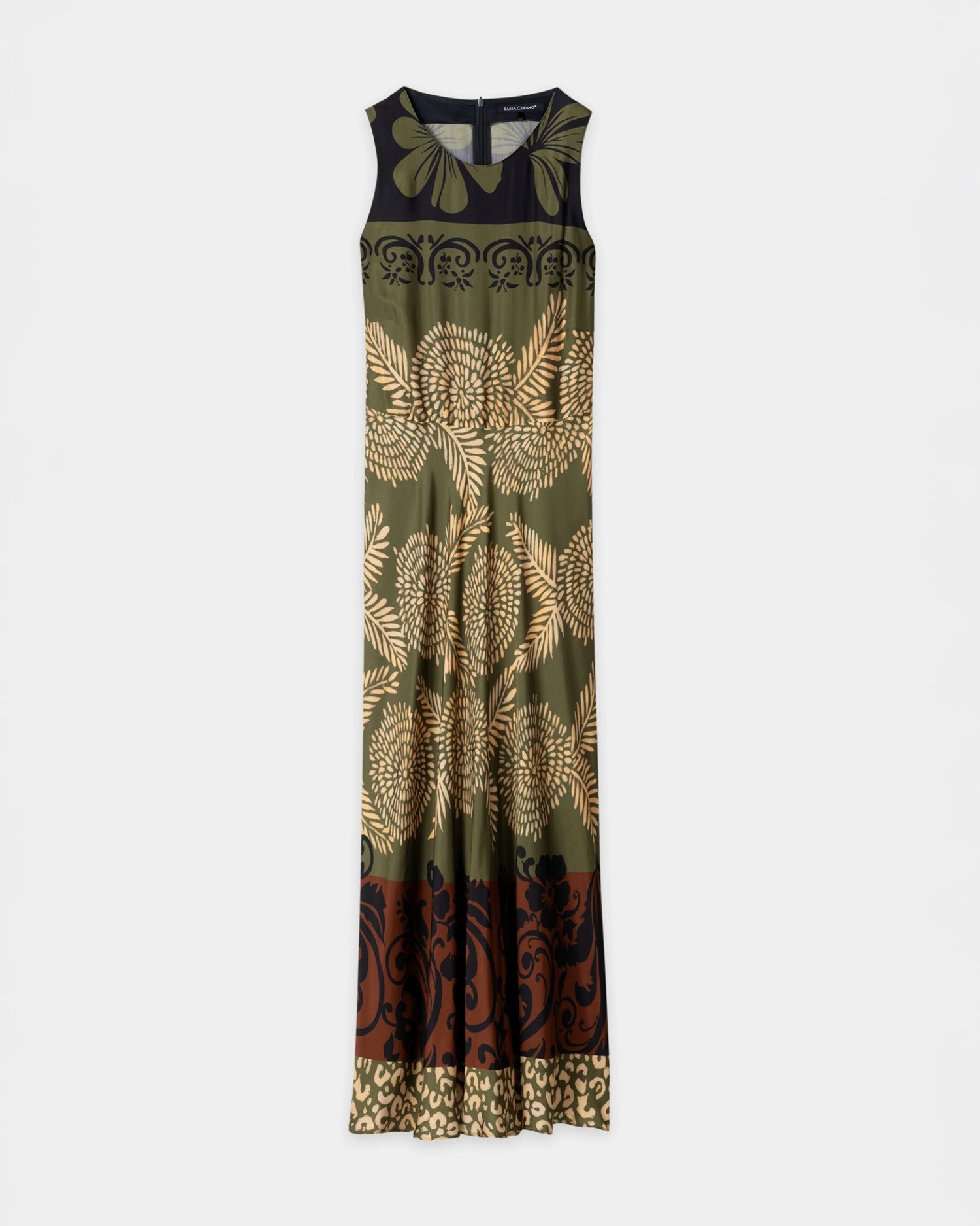 Maxi Dress With Leaf Print - Multi