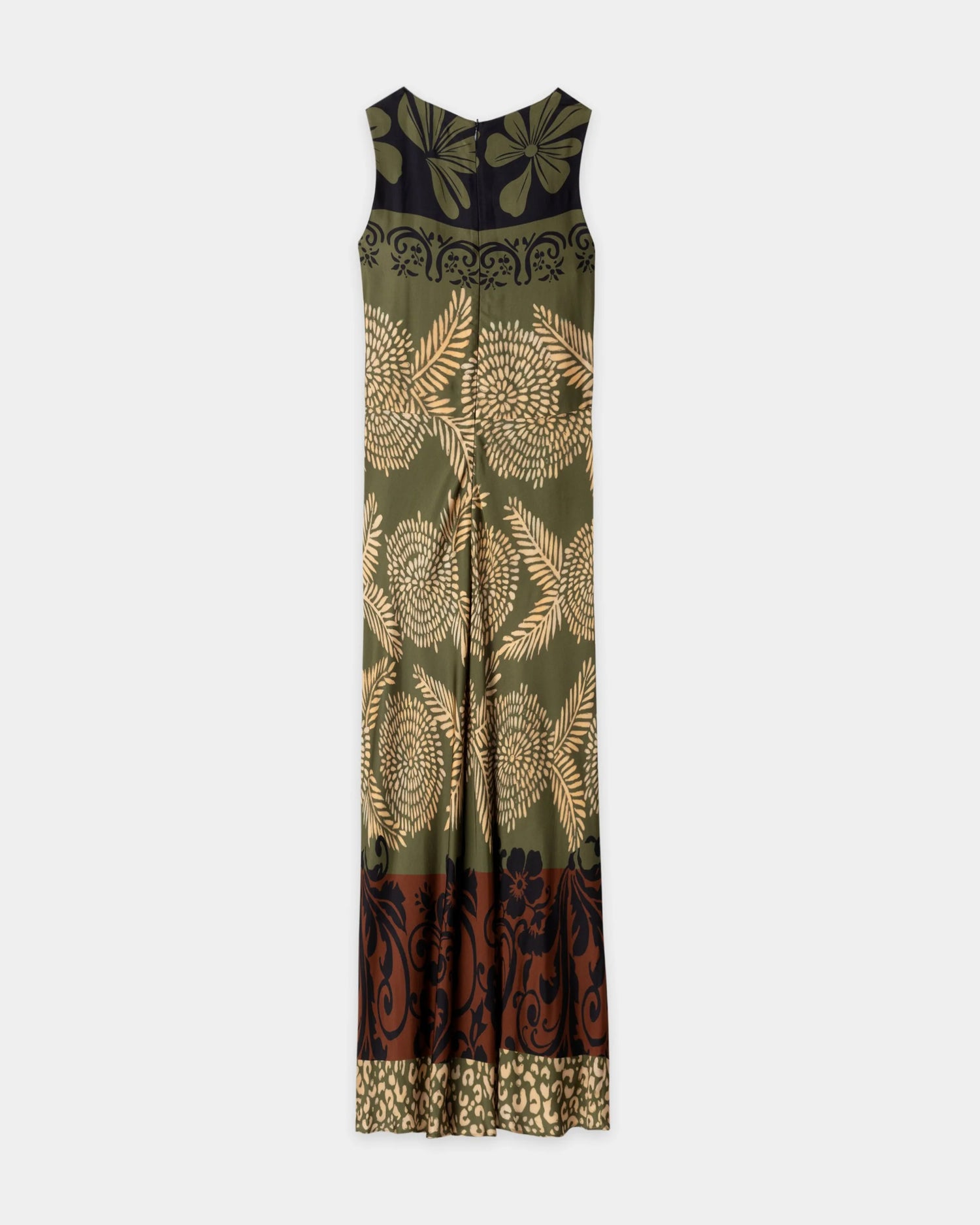 Maxi Dress With Leaf Print - Multi