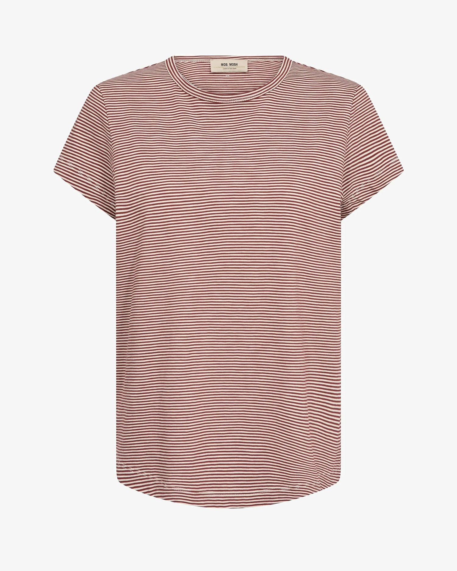 Campa O-Neck Short Sleeve Stripe Tee - Cowhide
