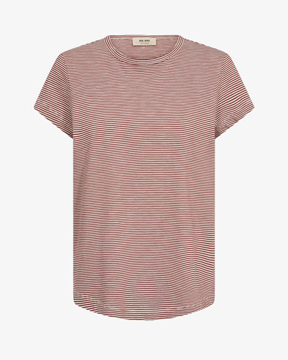 Campa O-Neck Short Sleeve Stripe Tee - Cowhide