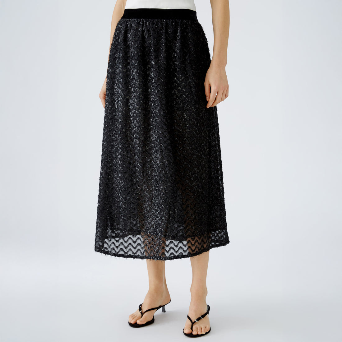 Zig Zag Textured Skirt - Black