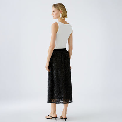 Zig Zag Textured Skirt - Black