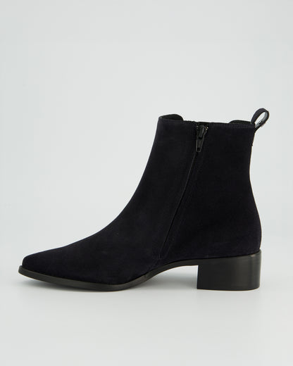 Pointed Suede Ankle Chelsea Boot - Navy