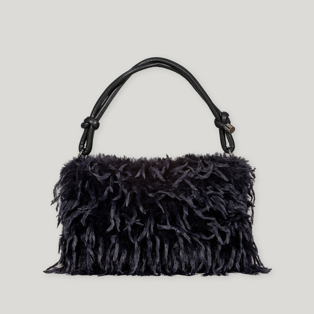 Fur Look Bag - Dark Blue