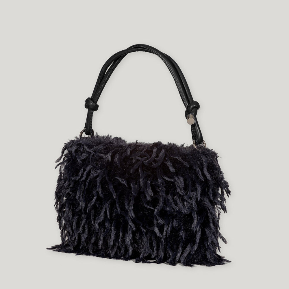 Fur Look Bag - Dark Blue