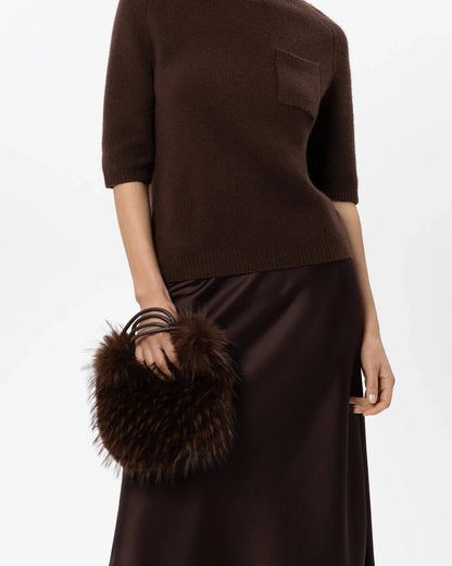 Boho Faux Fur Bag - Marone