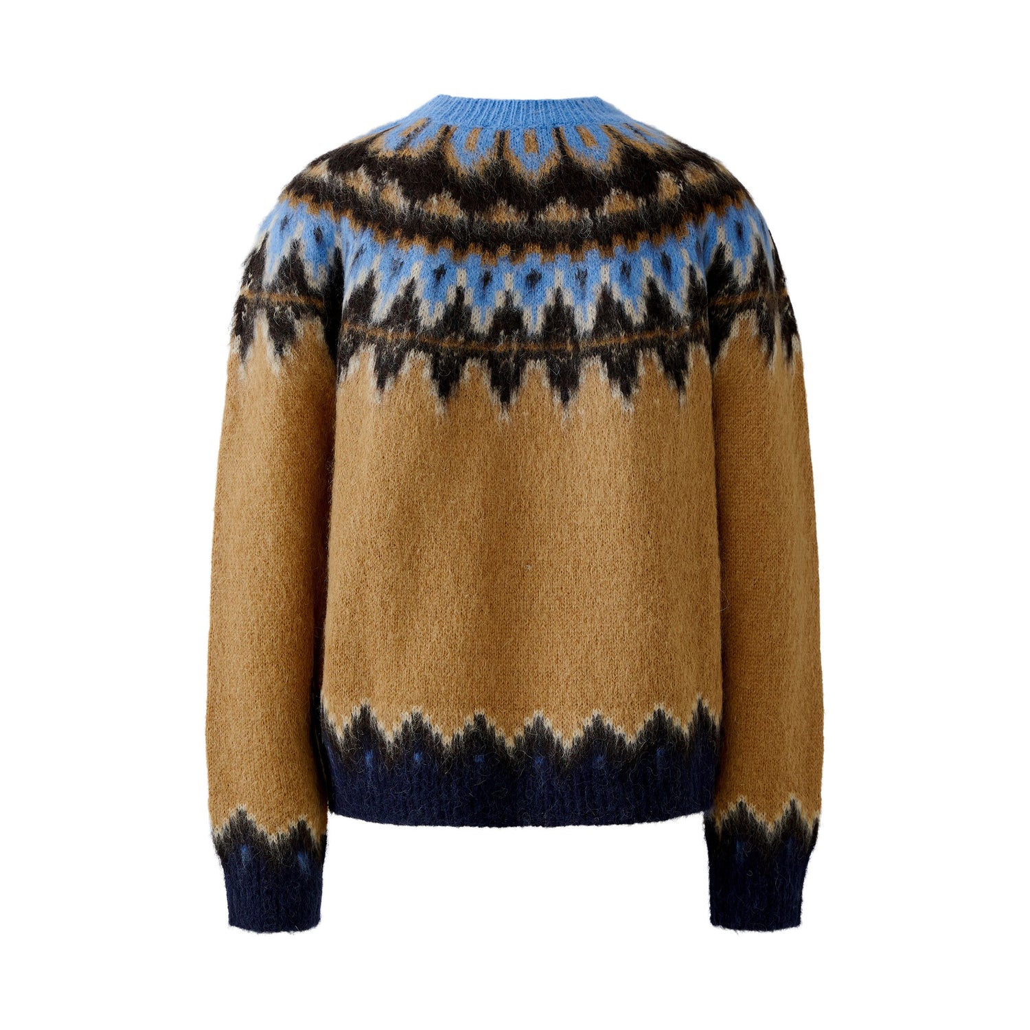 Intarsia Jumper - Camel Blue
