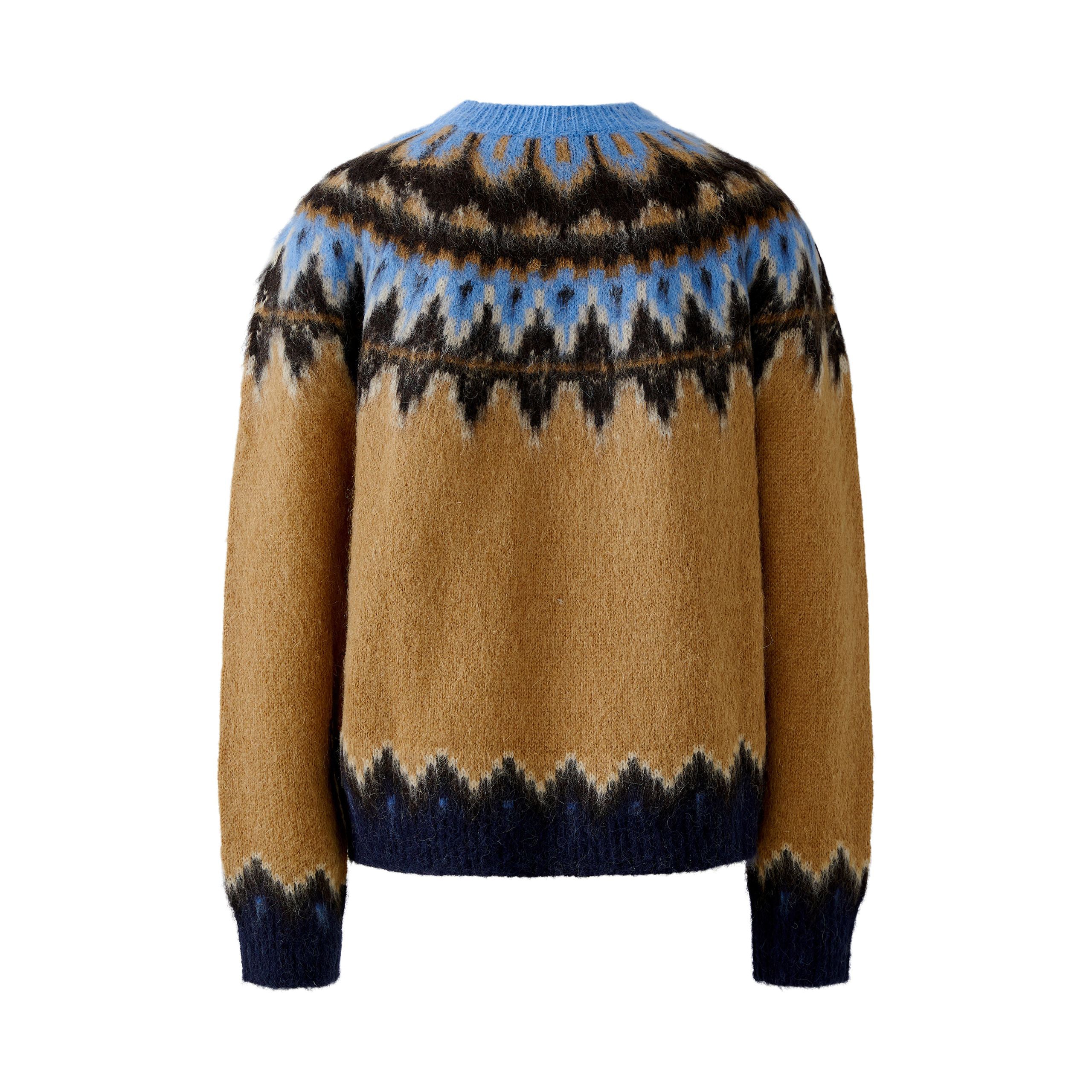 Intarsia Jumper - Camel Blue