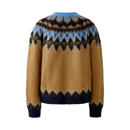 Intarsia Jumper - Camel Blue