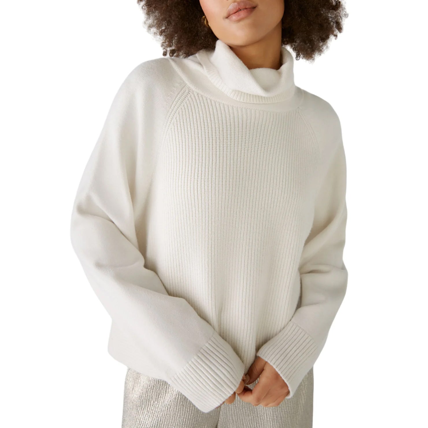 White Roll Neck Jumper - White