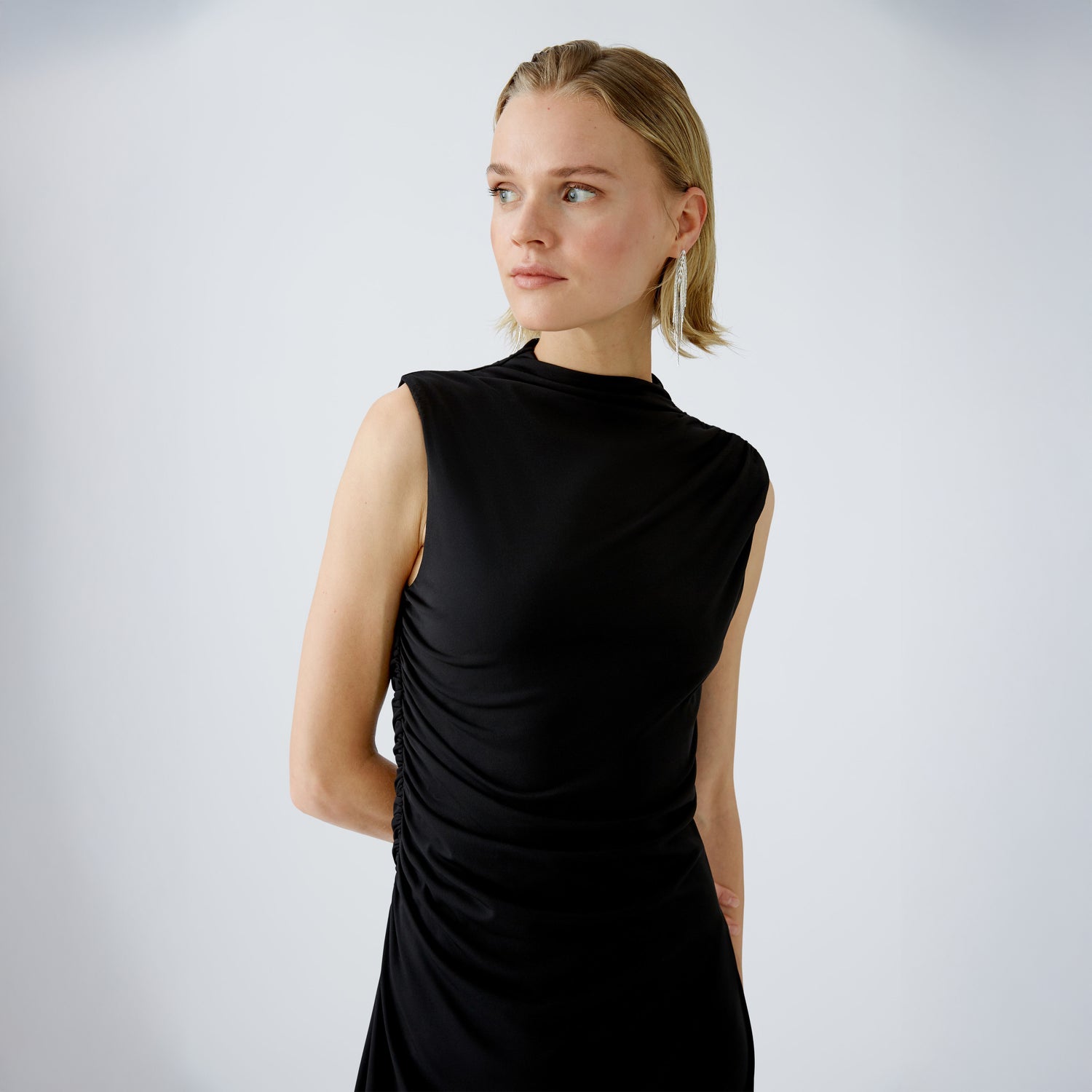 High Neck Jersey Dress - Black