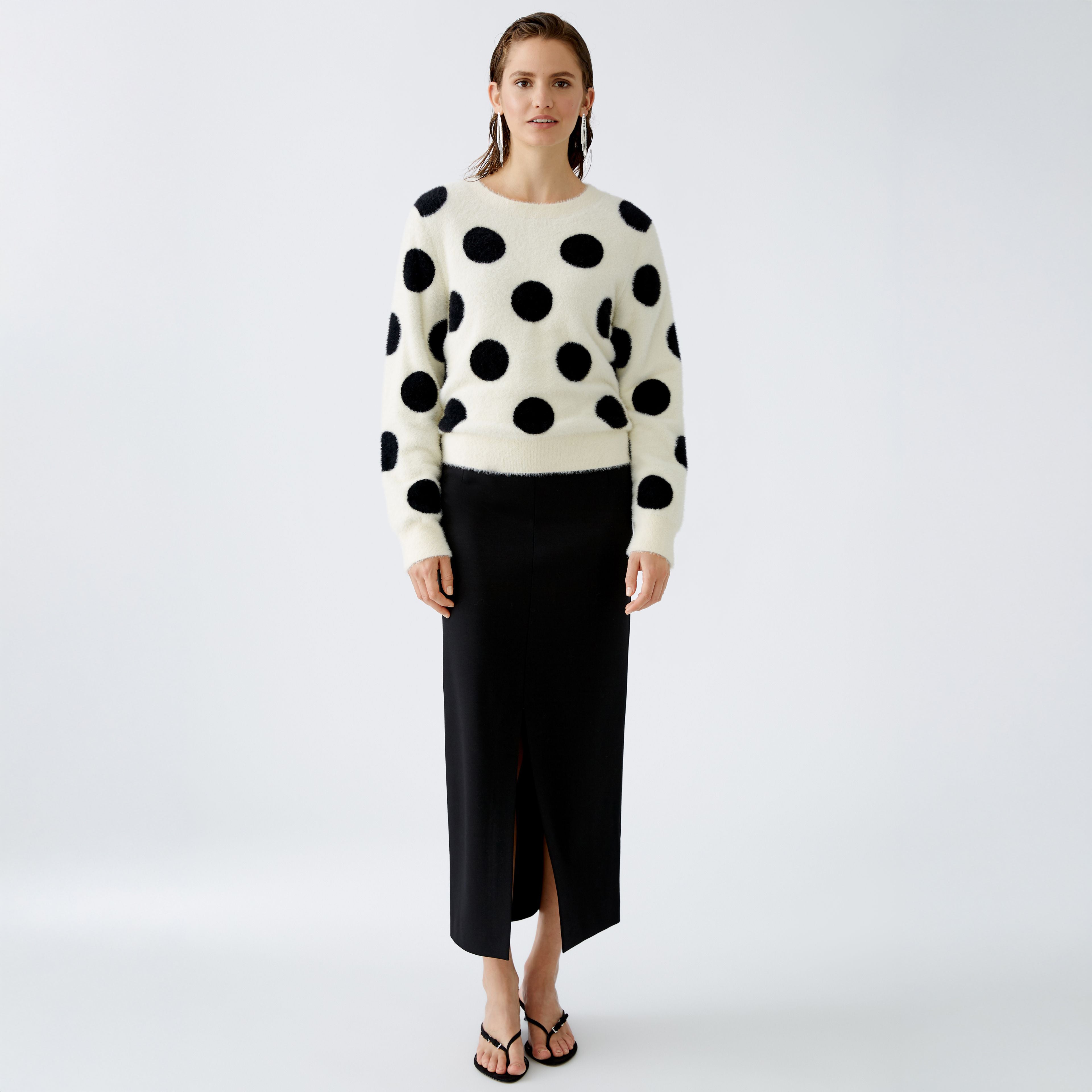 Fluffy Spot Jumper - Off White Black