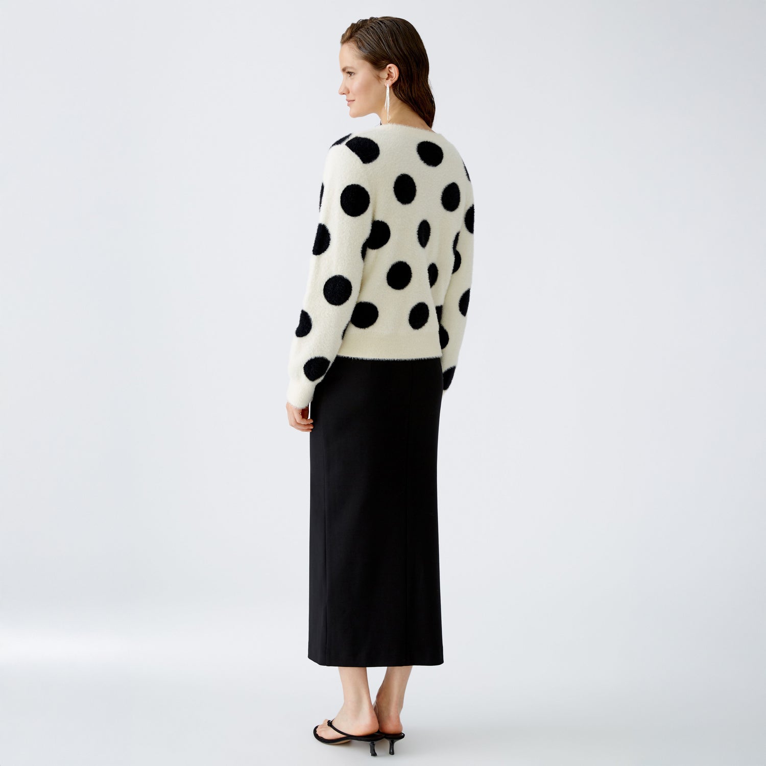 Fluffy Spot Jumper - Off White Black