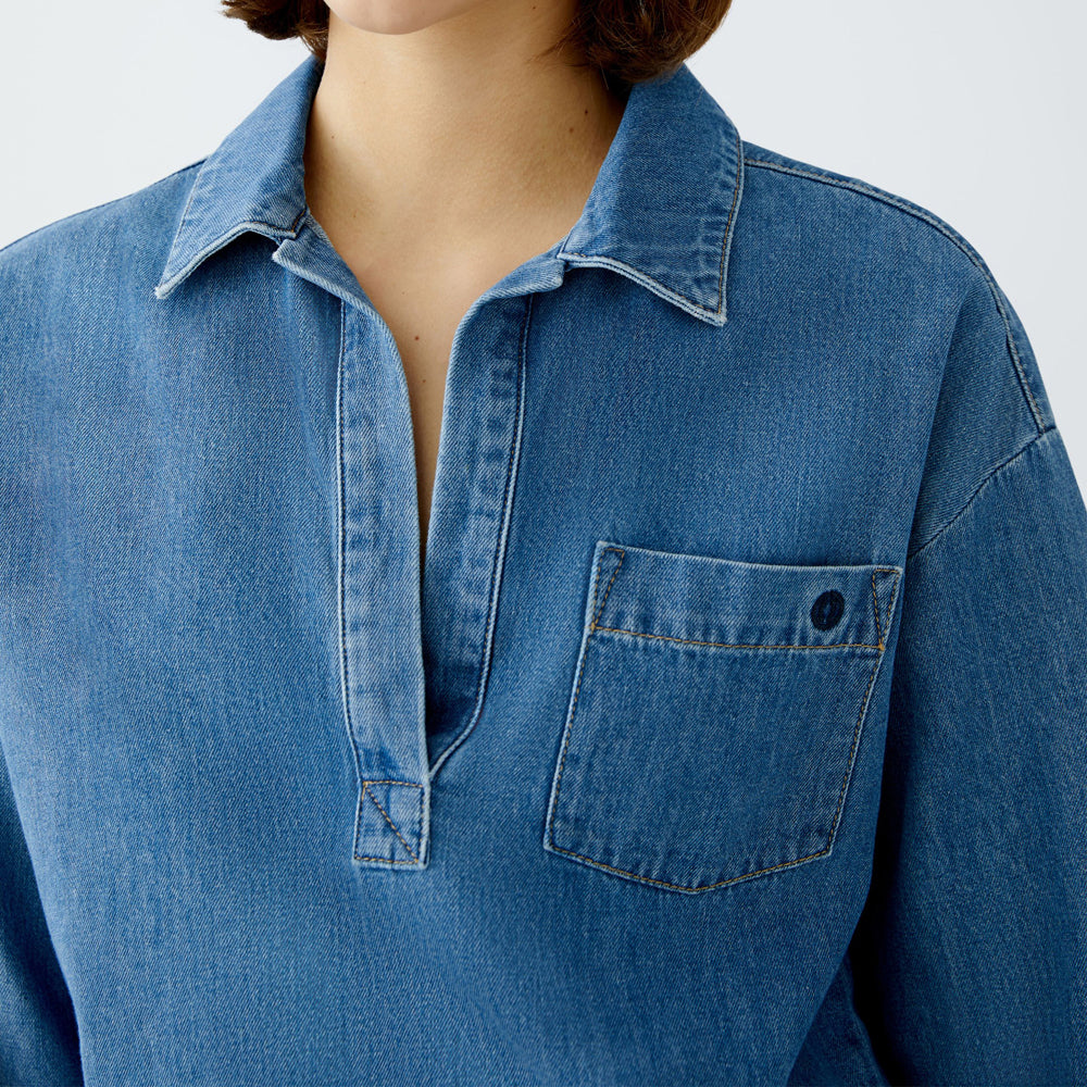 Denim Smock Style Shirt - Blue