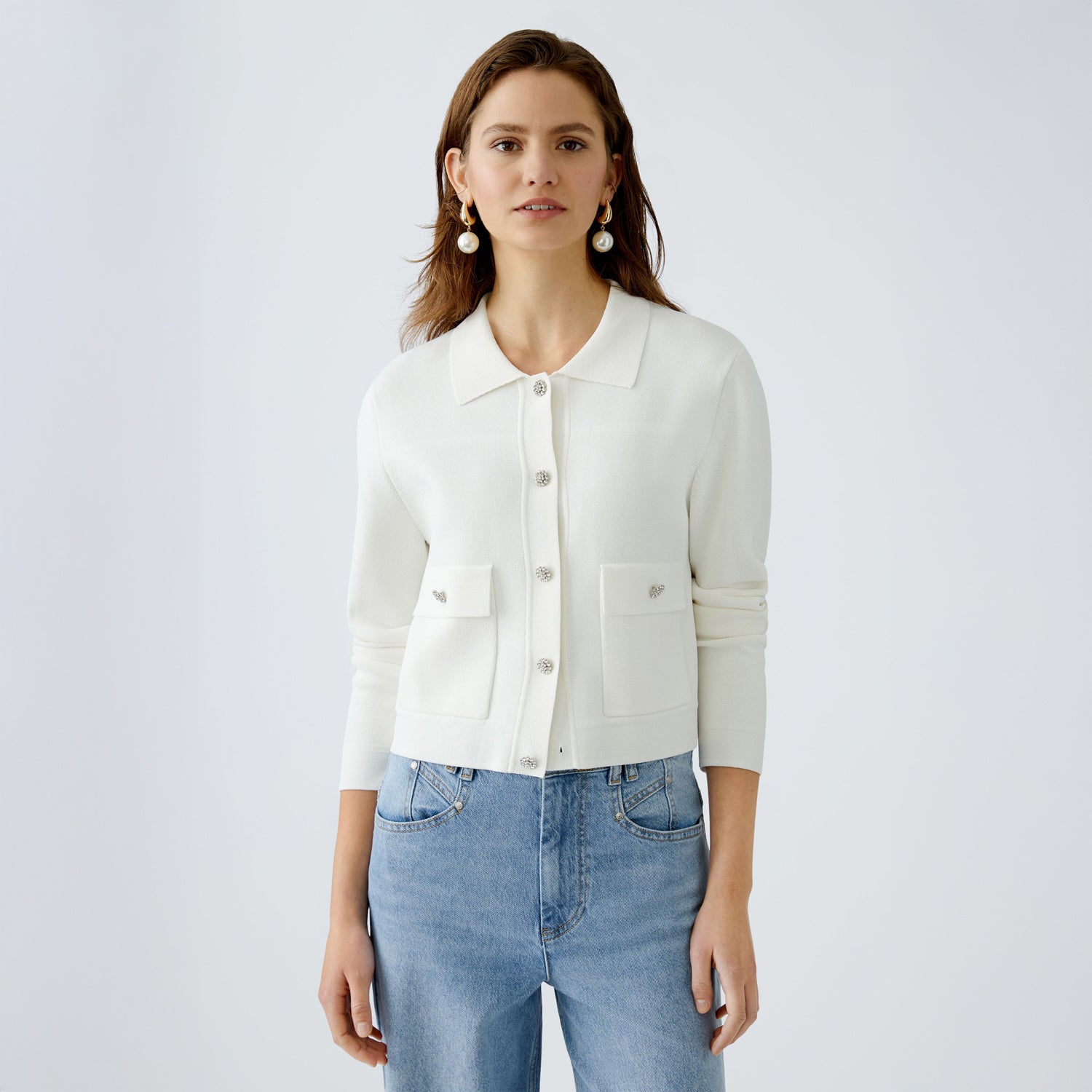 Knitted Collared Jacket - Pristine