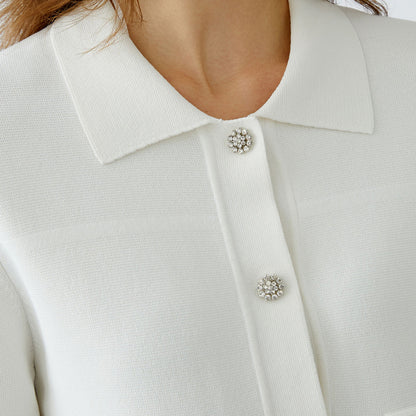 Knitted Collared Jacket - Pristine