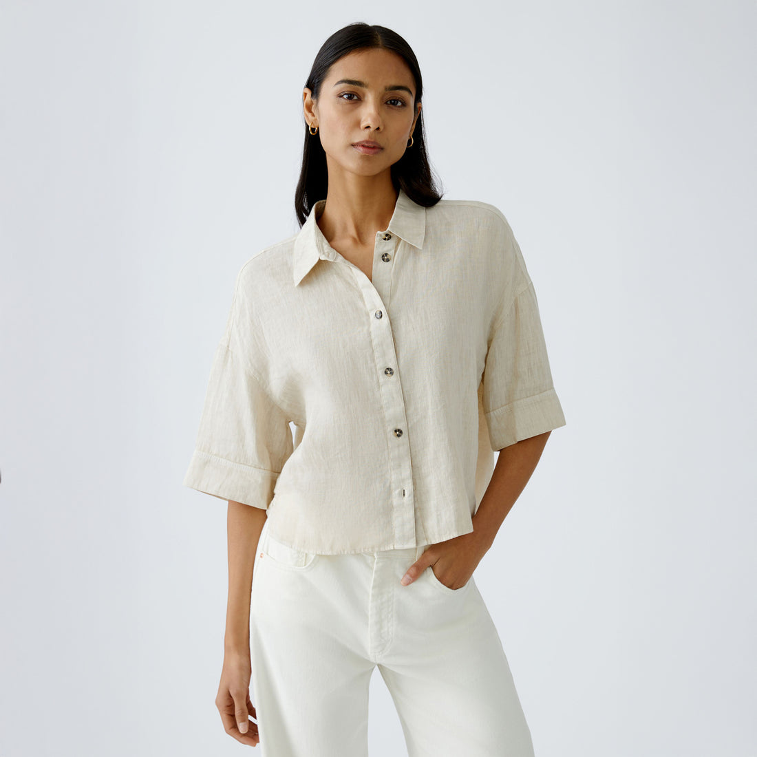 Short Sleeve Linen Shirt - Biscuit