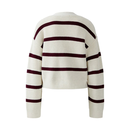 Stripe Cardi - Berry White