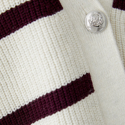 Stripe Cardi - Berry White