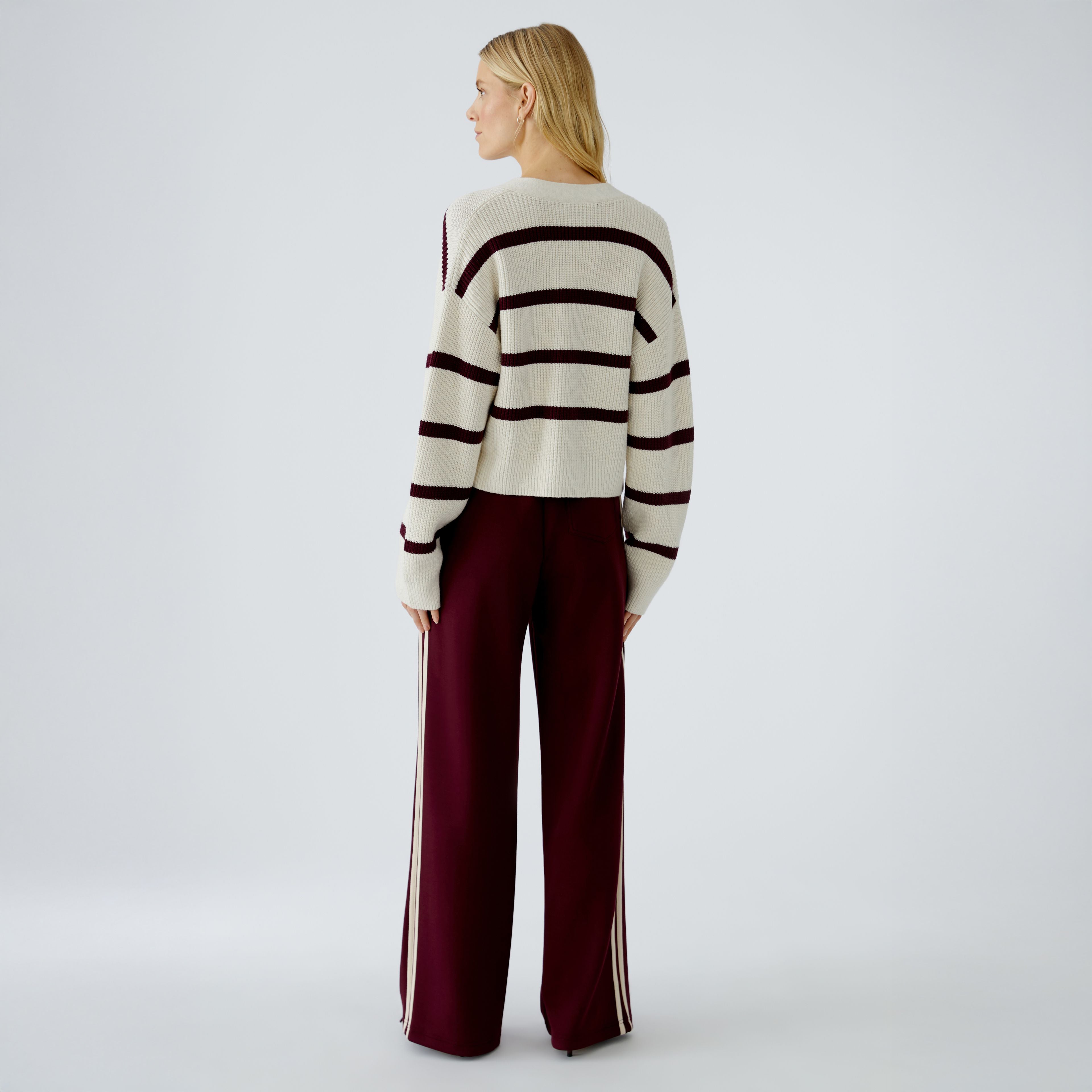 Stripe Cardi - Berry White