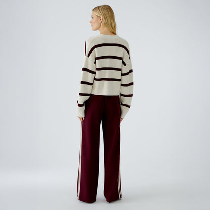 Stripe Cardi - Berry White