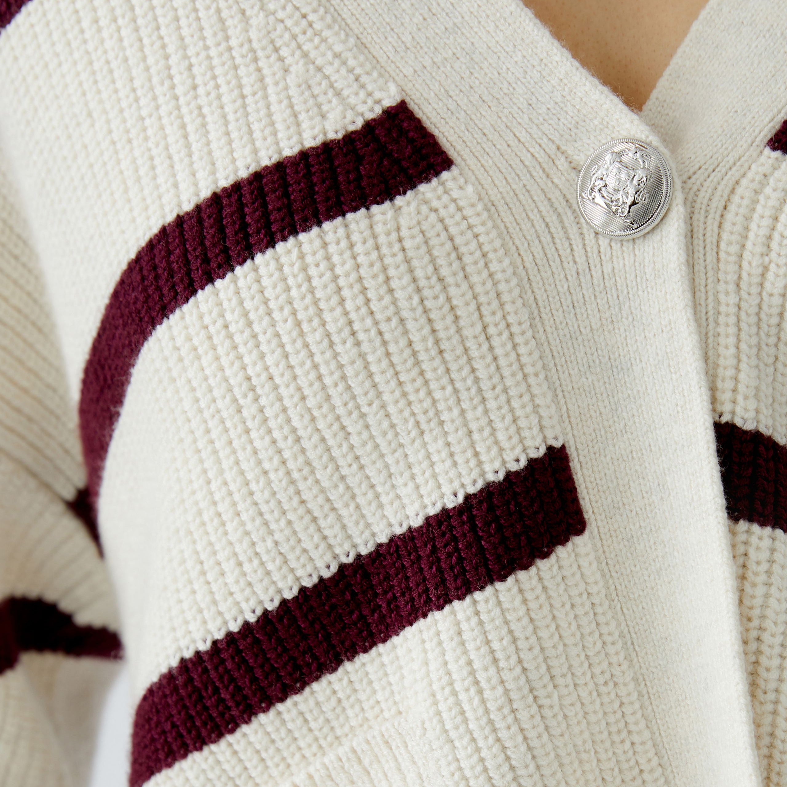 Stripe Cardi - Berry White
