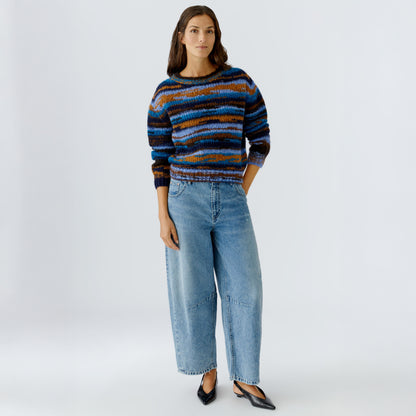 Stripe Fluffy Jumper - Blue Multi