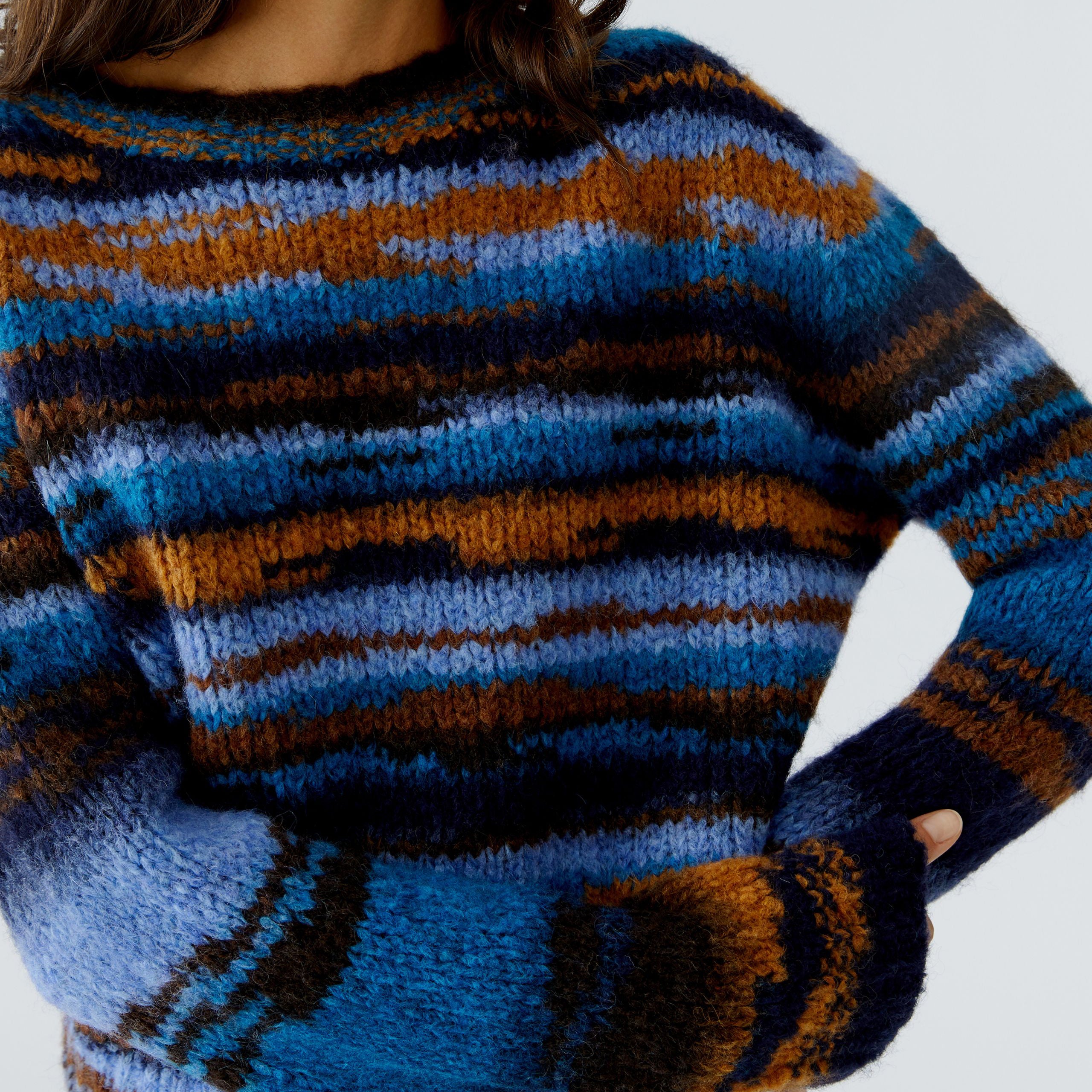 Stripe Fluffy Jumper - Blue Multi
