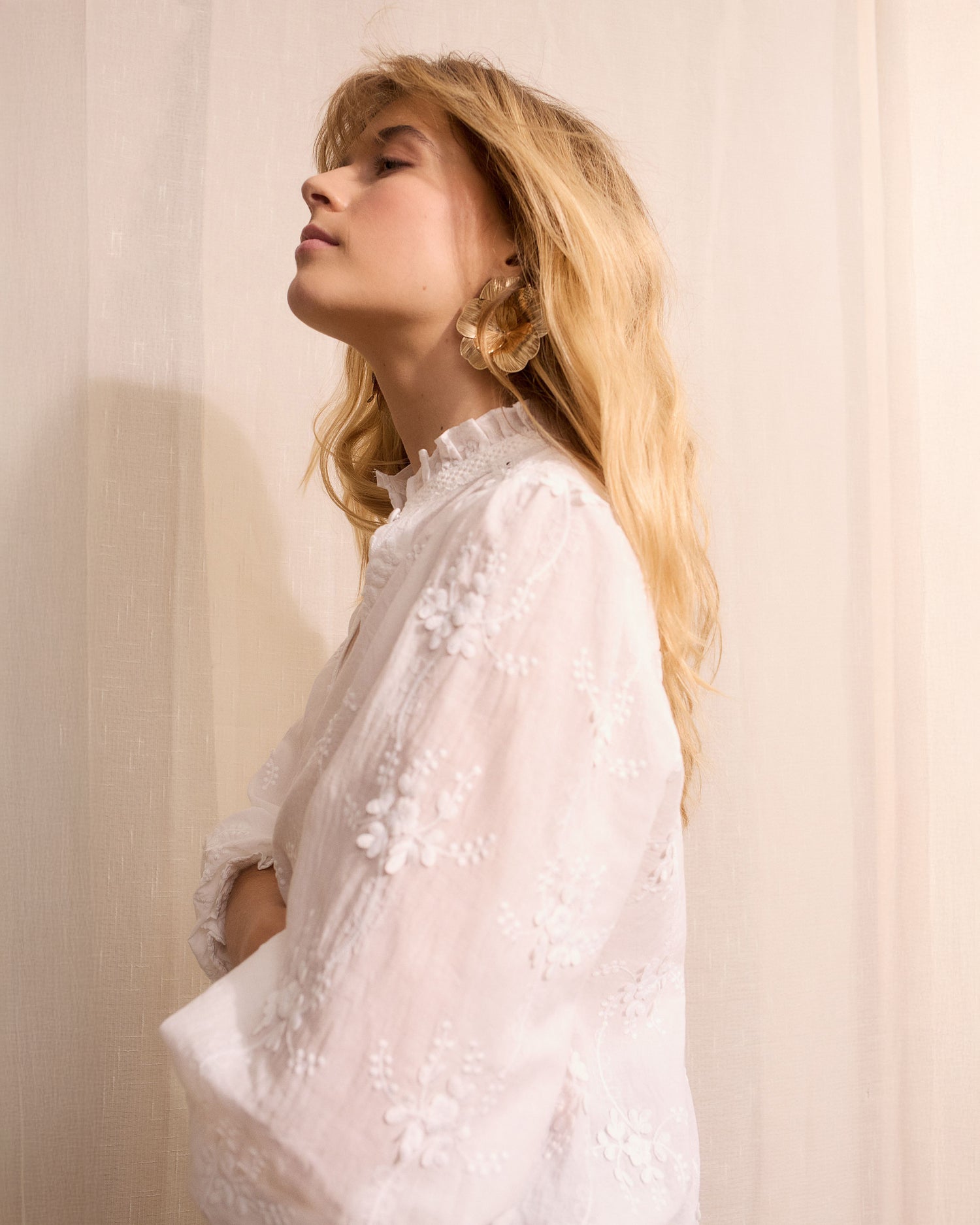 Embroidered Blouse - Cloud Dancer