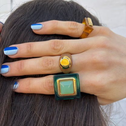 Resin Bar Ring - Tortoise Shell