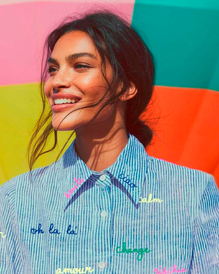 Mafalda Slogan Shirt - Blue Stripe