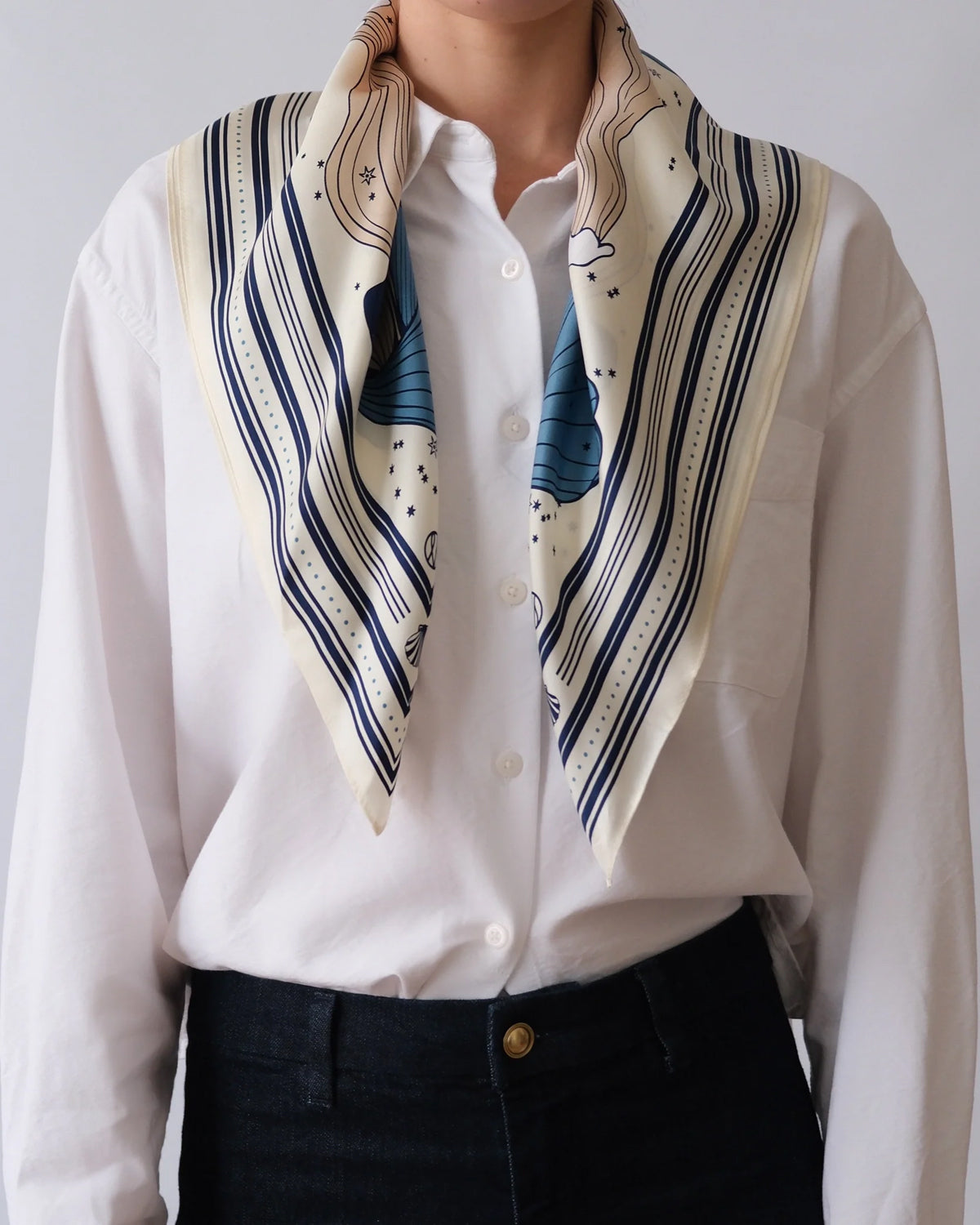 Aquarius Silk Scarf - Cream