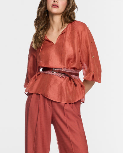Voile Tie Neck Top - Rust