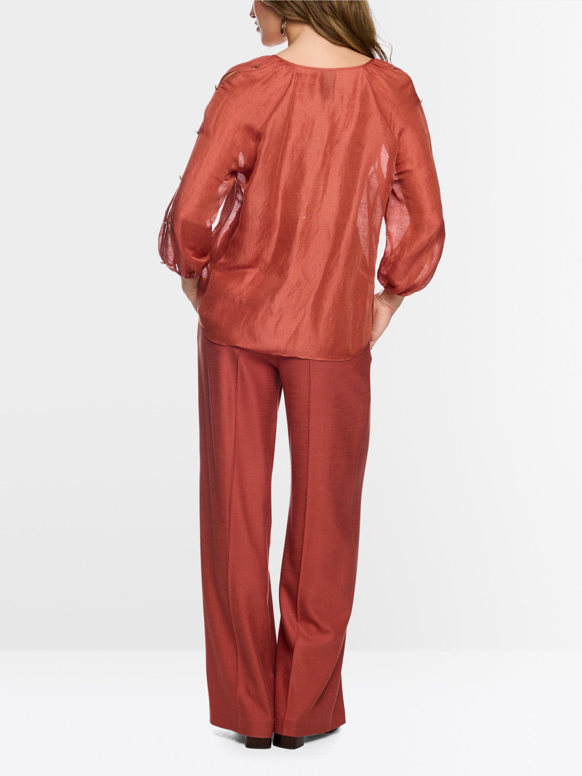 Voile Tie Neck Top - Rust