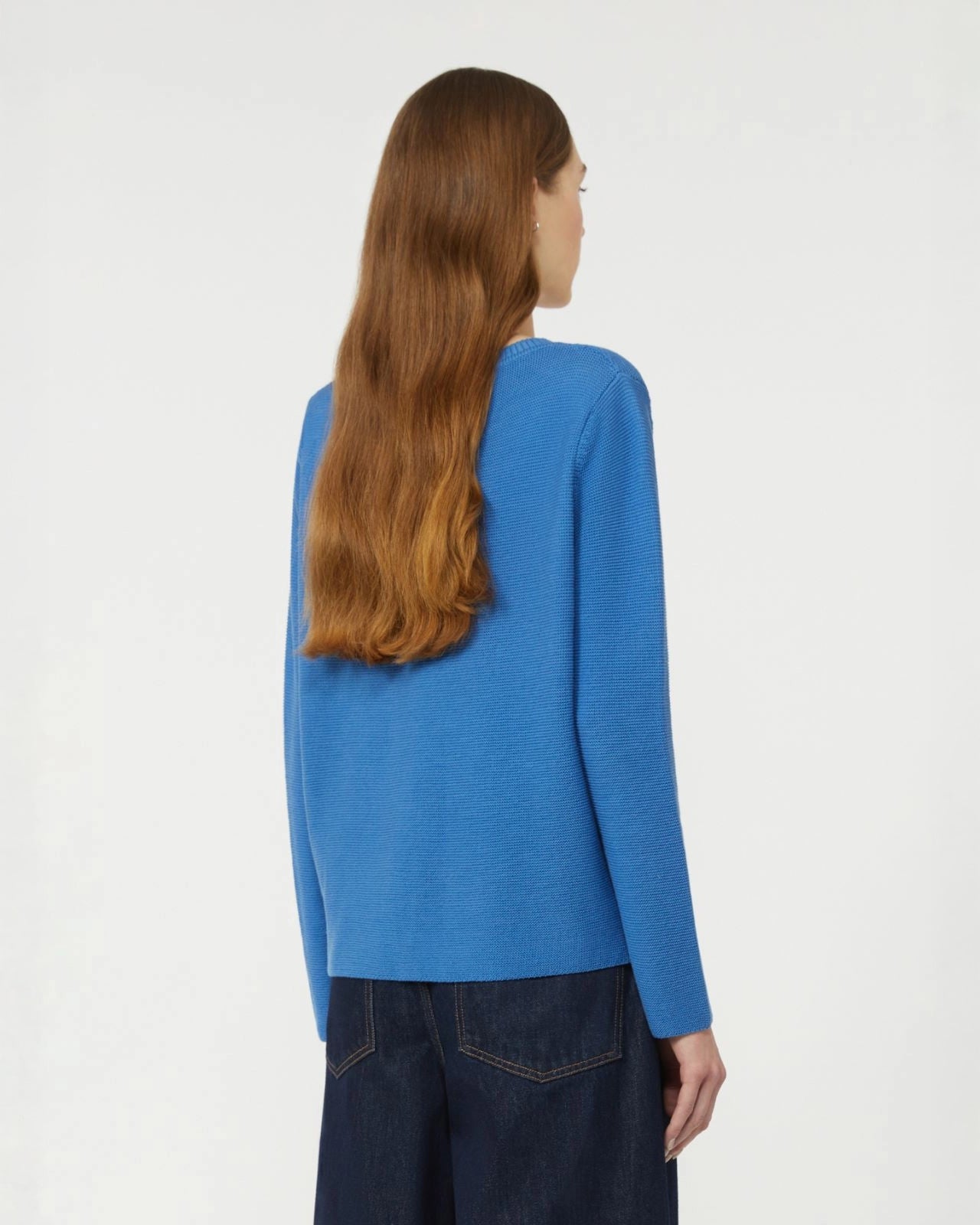 Ago Cotton Knitted V Neck Jumper - Cornflower