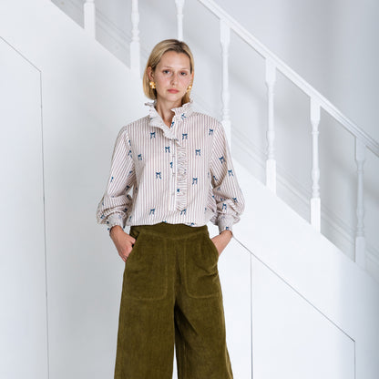 Aida Bow Print Shirt - Stripe