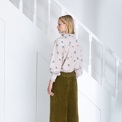 Aida Bow Print Shirt - Stripe