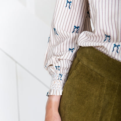 Aida Bow Print Shirt - Stripe