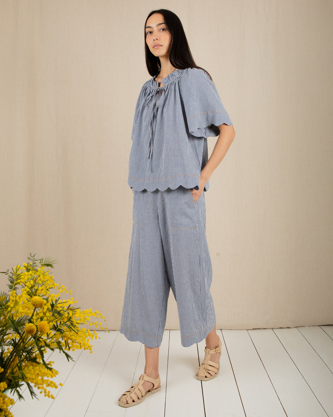 Aide Trouser - Navy Gingham
