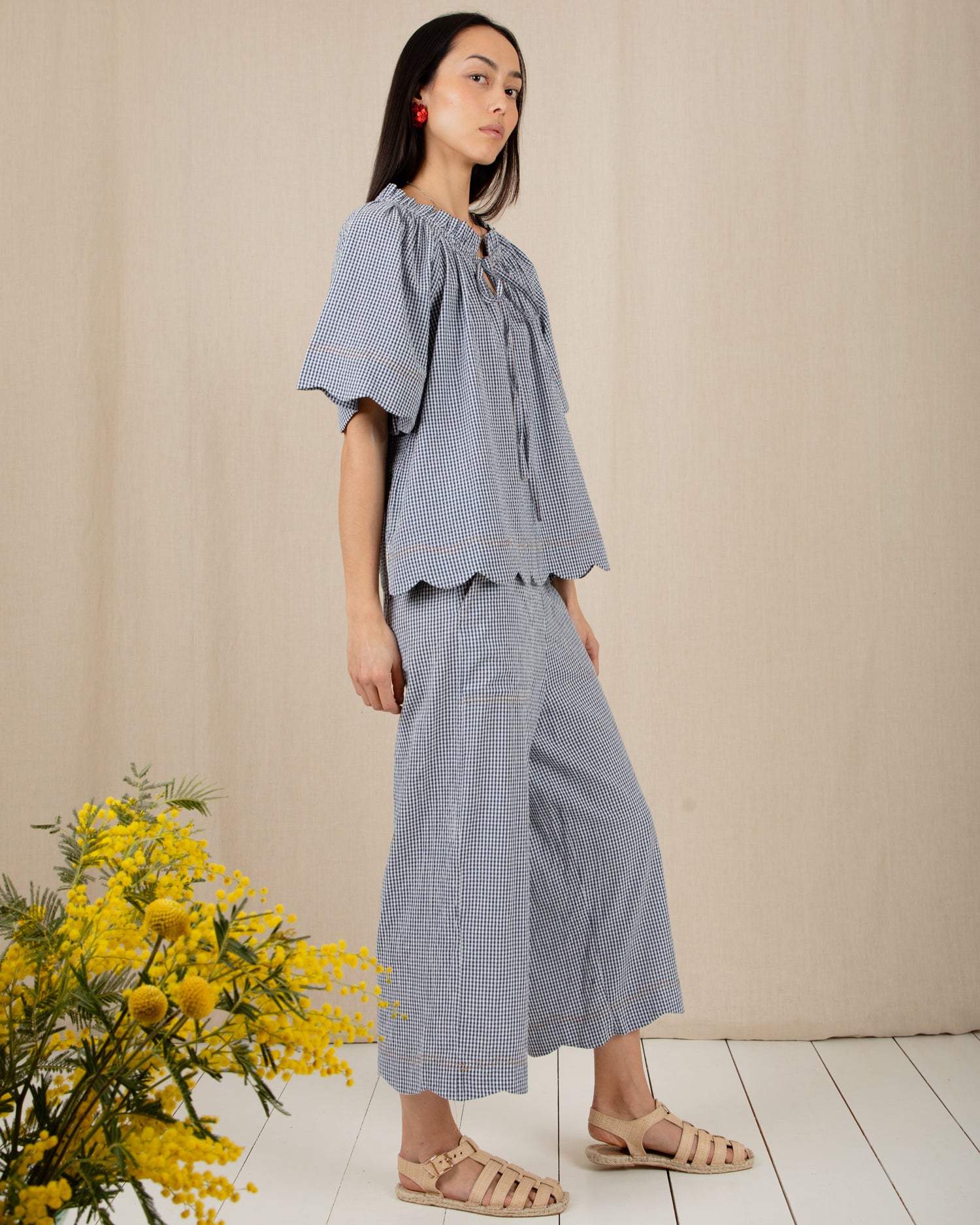 Aide Trouser - Navy Gingham