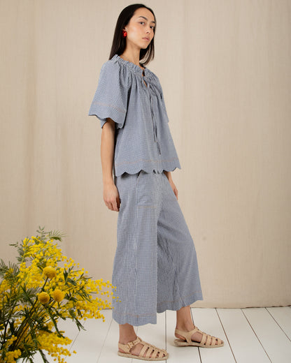 Aide Trouser - Navy Gingham