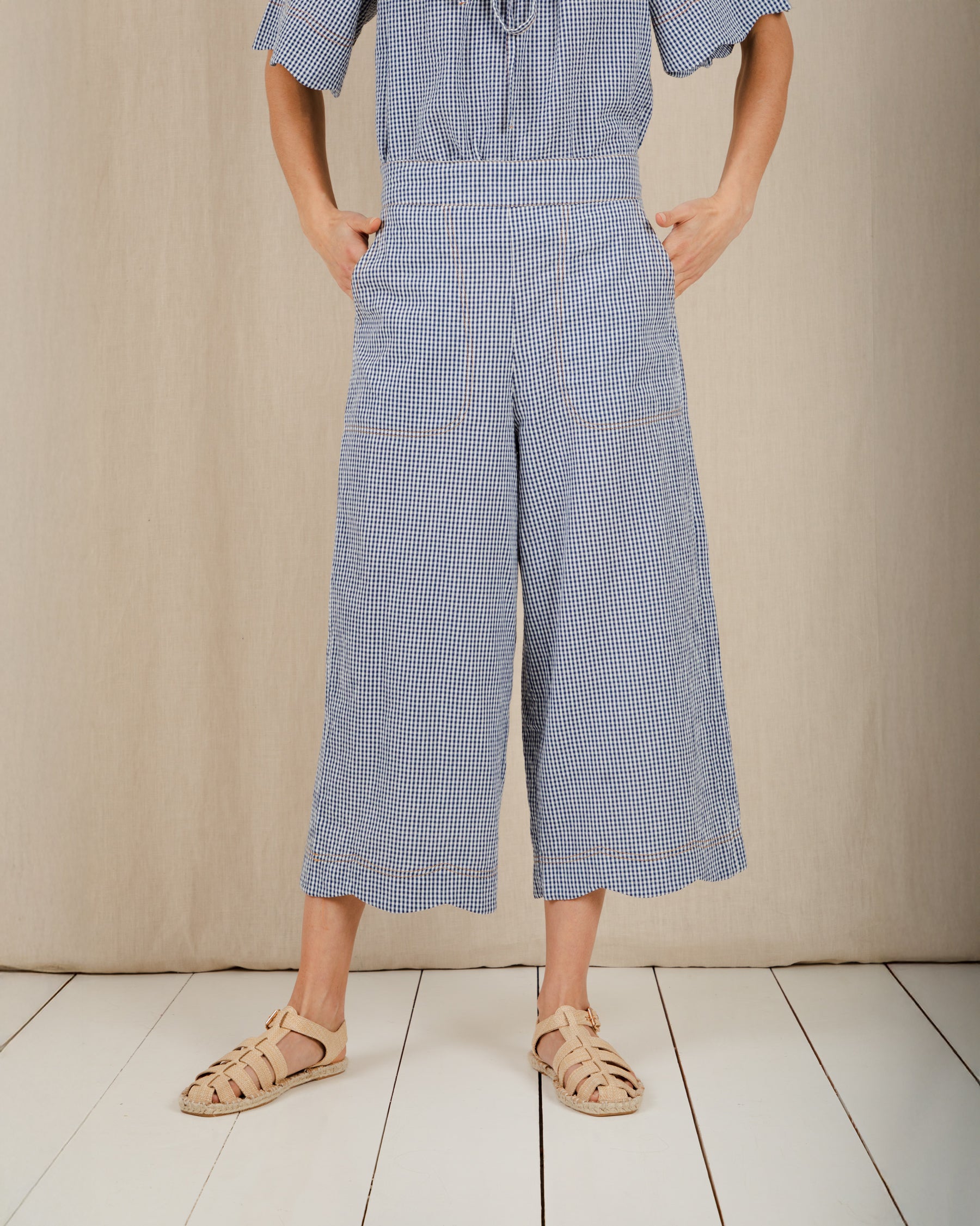 Aide Trouser - Navy Gingham