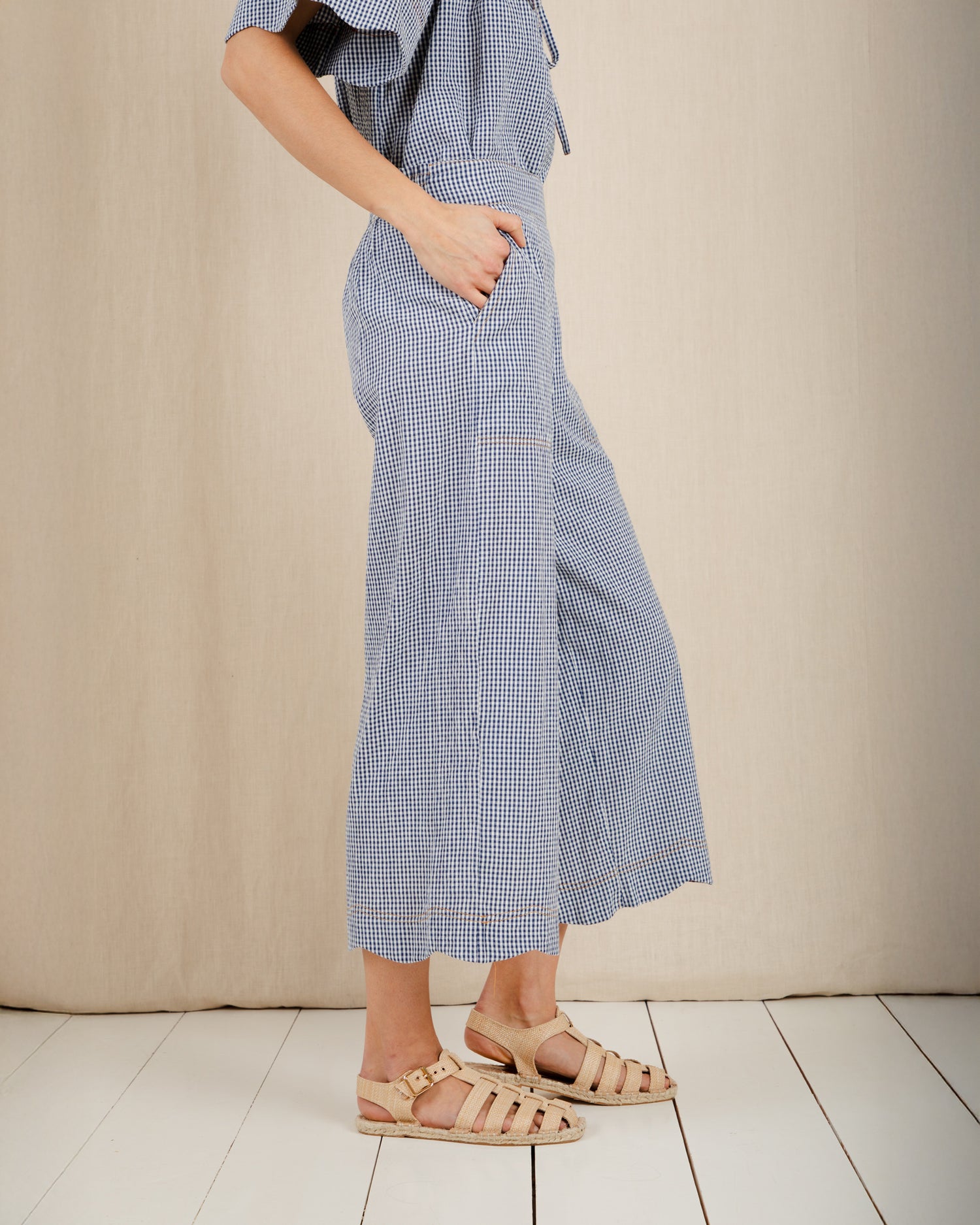 Aide Trouser - Navy Gingham