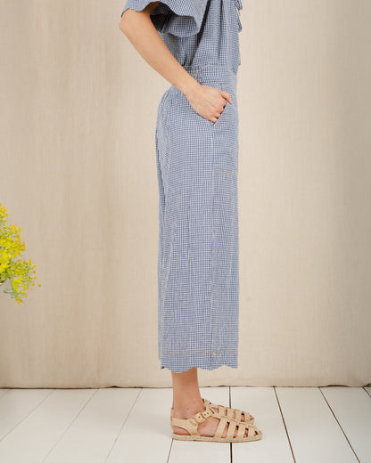 Aide Trouser - Navy Gingham