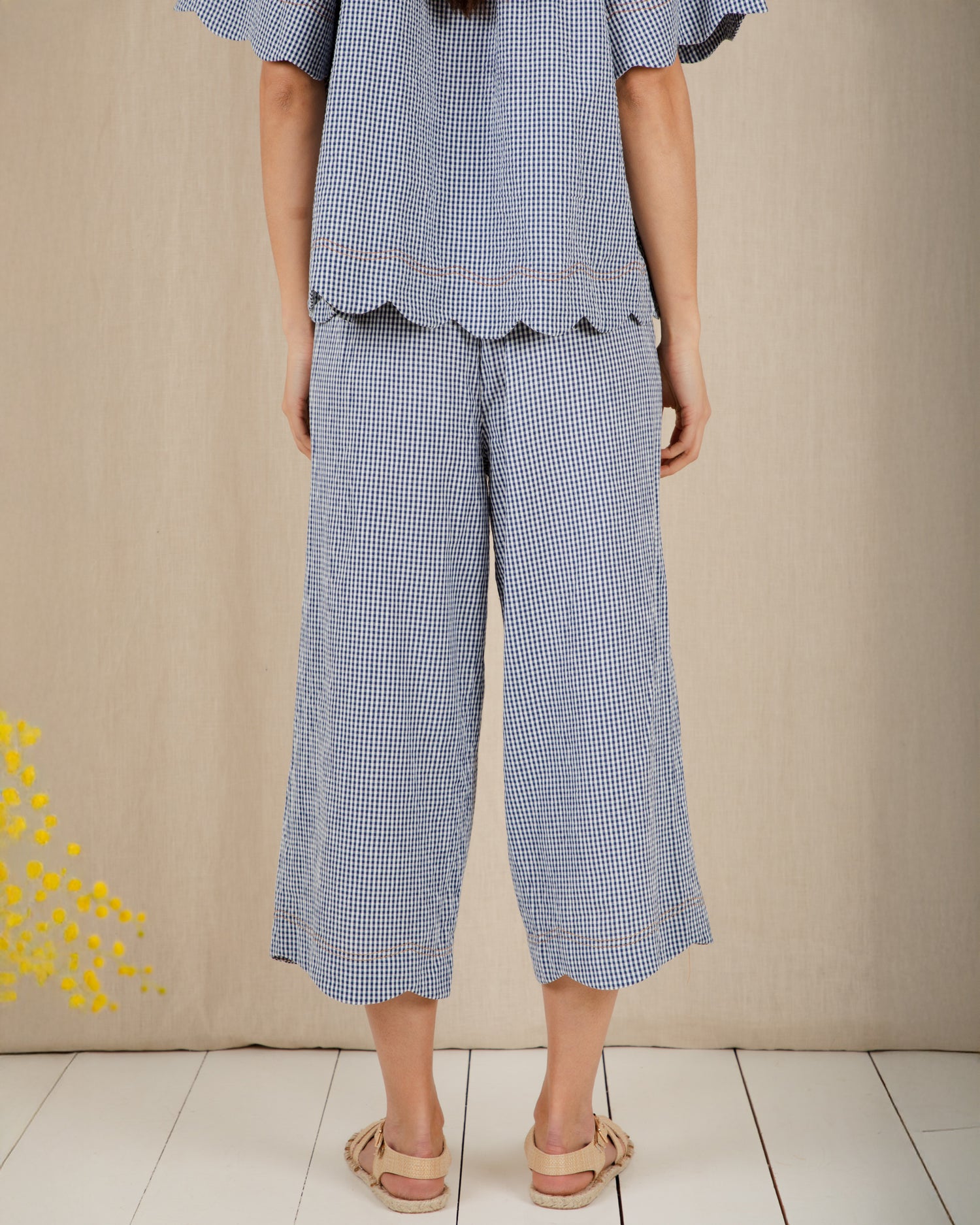 Aide Trouser - Navy Gingham