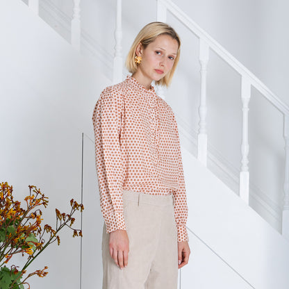 Anais Frill Placket Blouse - Cinnamon/Blush