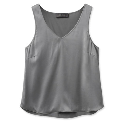 Astrid V-Neck Silk Tank Top - Sharkskin